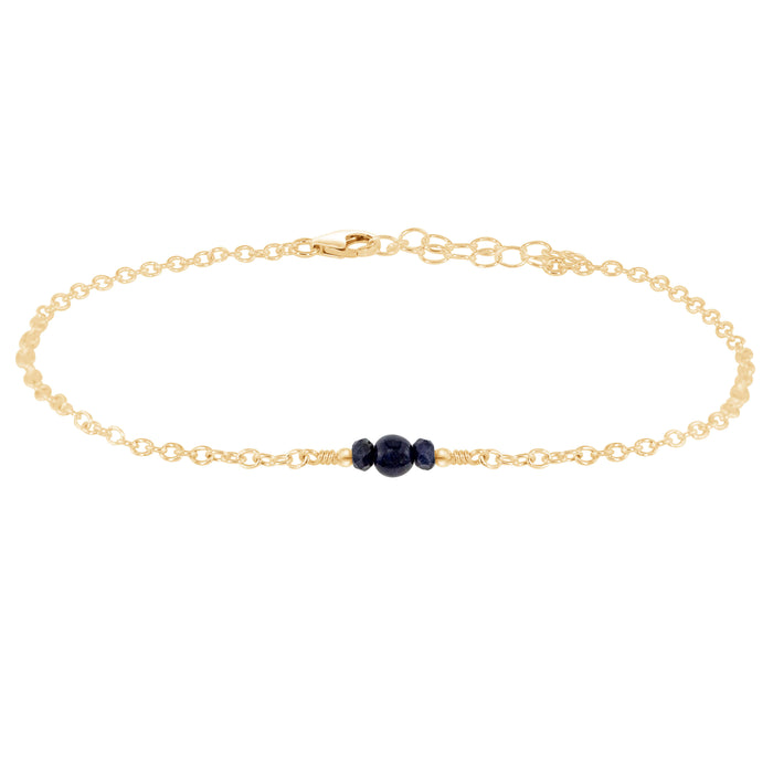 Dainty Anklet - Sapphire - 14K Gold Fill - Luna Tide Handmade Jewellery