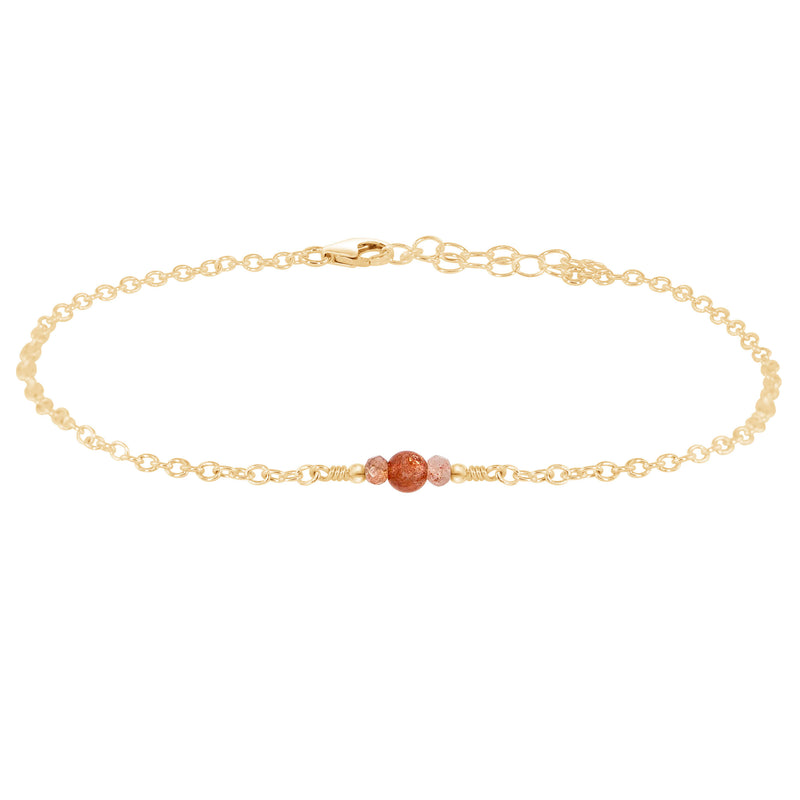 Dainty Anklet - Sunstone - 14K Gold Fill - Luna Tide Handmade Jewellery