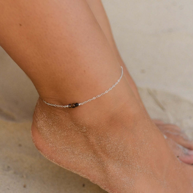 Dainty Anklet - Tourmaline - Sterling Silver - Luna Tide Handmade Jewellery