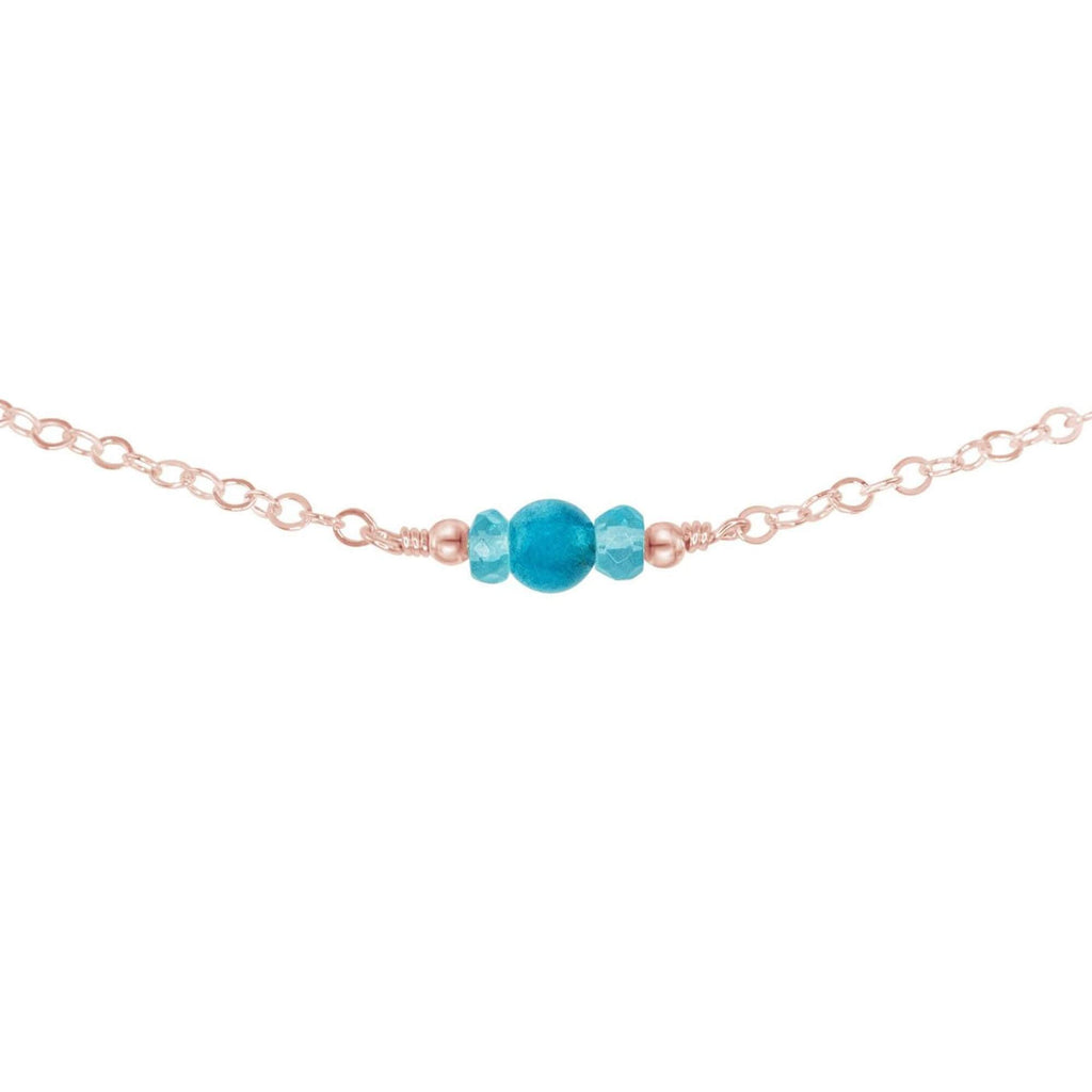 Dainty Apatite Gemstone Choker Necklace - Dainty Apatite Gemstone Choker Necklace - 14k Rose Gold Fill - Luna Tide Handmade Crystal Jewellery