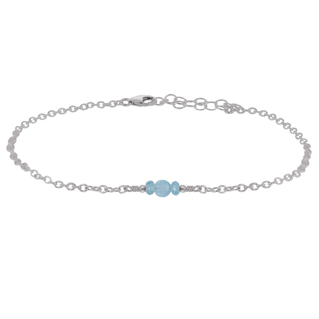 Dainty Aquamarine Gemstone Anklet - Dainty Aquamarine Gemstone Anklet - Stainless Steel - Luna Tide Handmade Crystal Jewellery