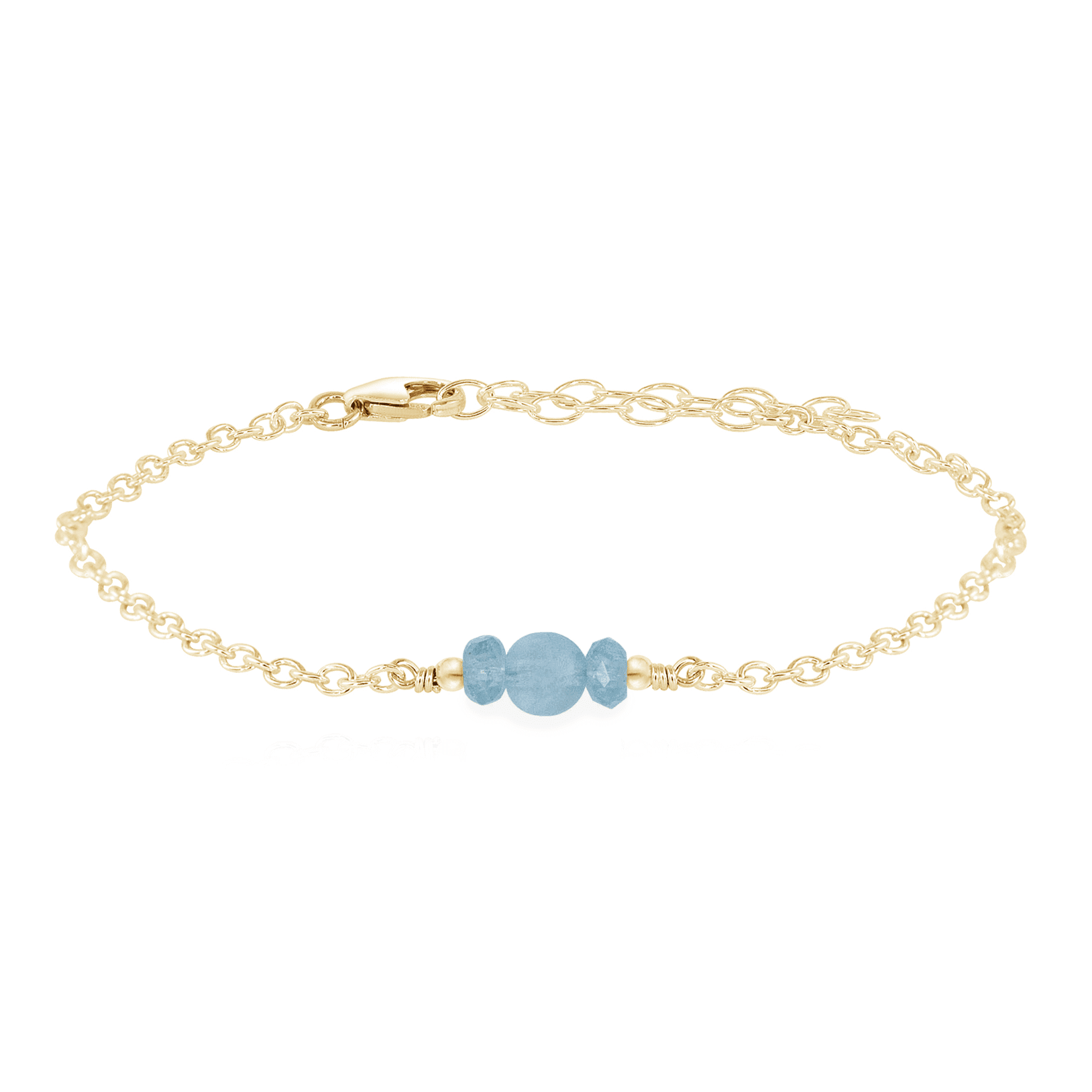 Dainty Aquamarine Gemstone Bracelet - Dainty Aquamarine Gemstone Bracelet - 14k Gold Fill - Luna Tide Handmade Crystal Jewellery
