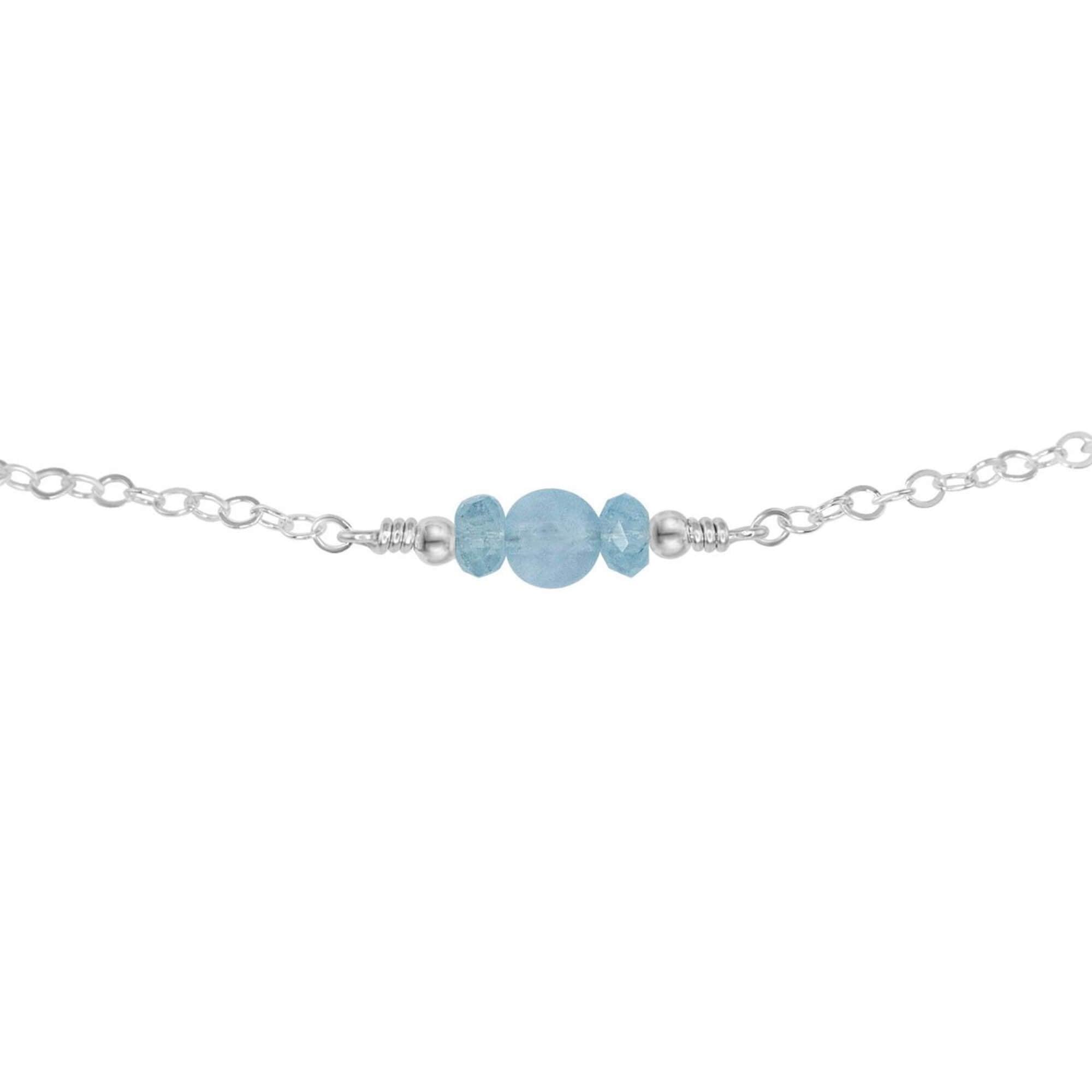 Dainty Aquamarine Gemstone Choker Necklace - Dainty Aquamarine Gemstone Choker Necklace - Sterling Silver - Luna Tide Handmade Crystal Jewellery