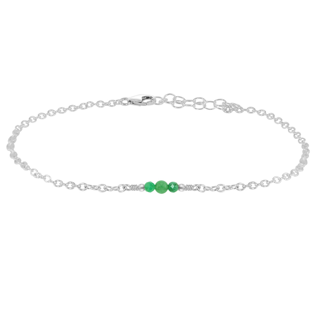 Dainty Aventurine Gemstone Anklet - Dainty Aventurine Gemstone Anklet - Sterling Silver - Luna Tide Handmade Crystal Jewellery