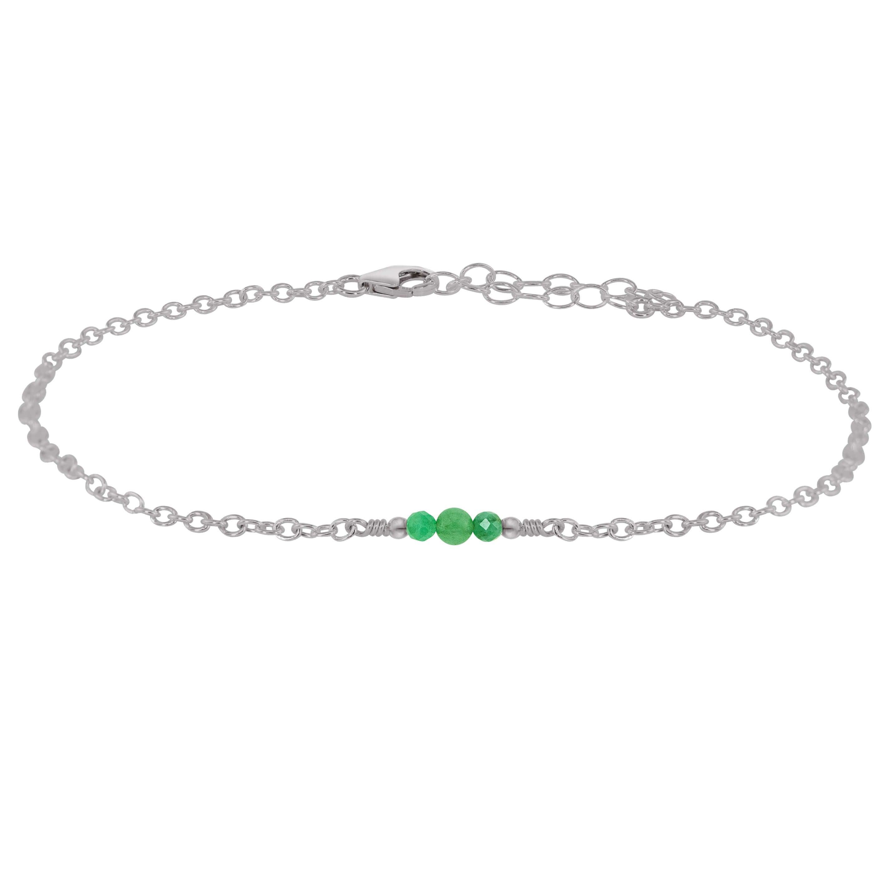 Dainty Aventurine Gemstone Anklet - Dainty Aventurine Gemstone Anklet - Sterling Silver - Luna Tide Handmade Crystal Jewellery
