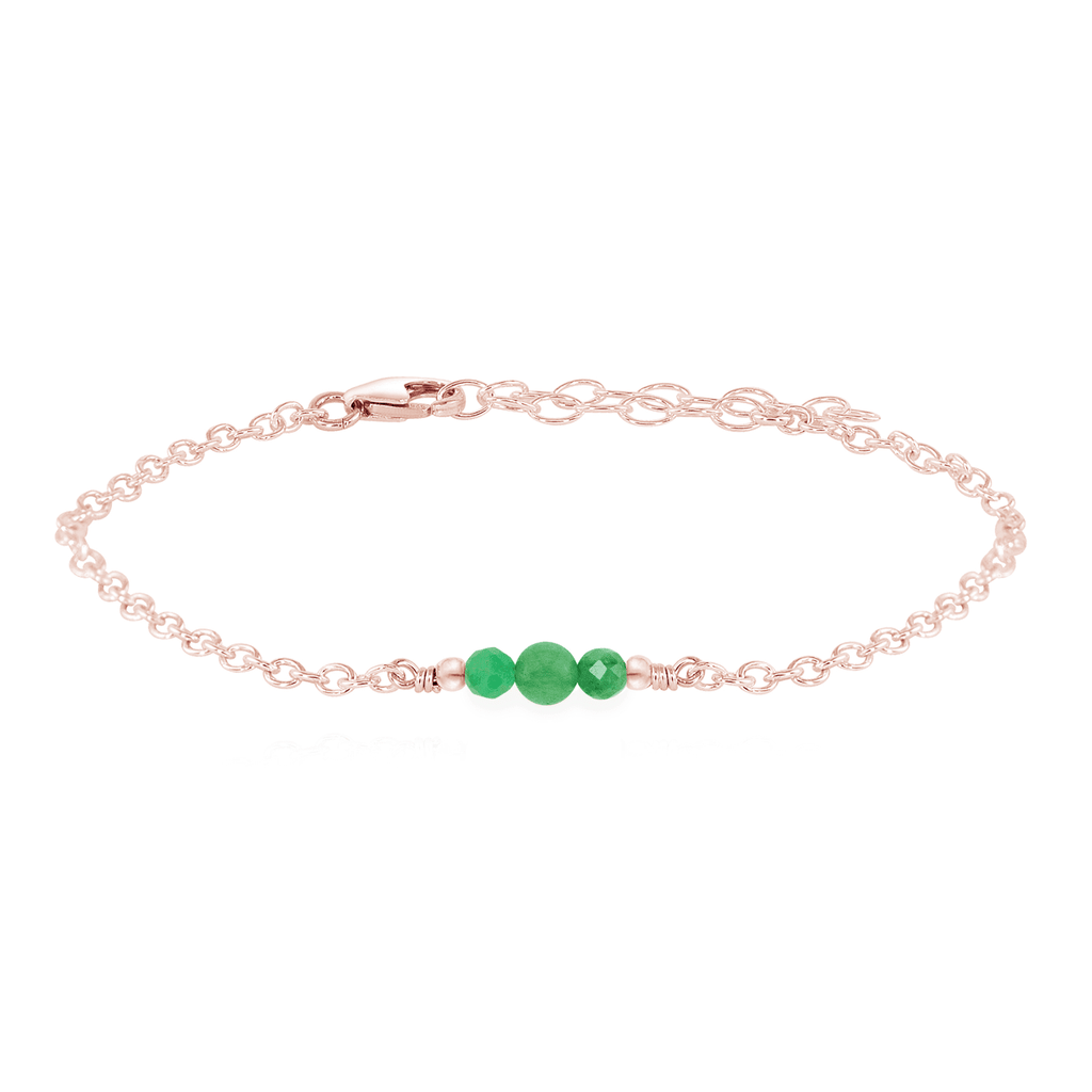 Dainty Aventurine Gemstone Bracelet - Dainty Aventurine Gemstone Bracelet - 14k Rose Gold Fill - Luna Tide Handmade Crystal Jewellery