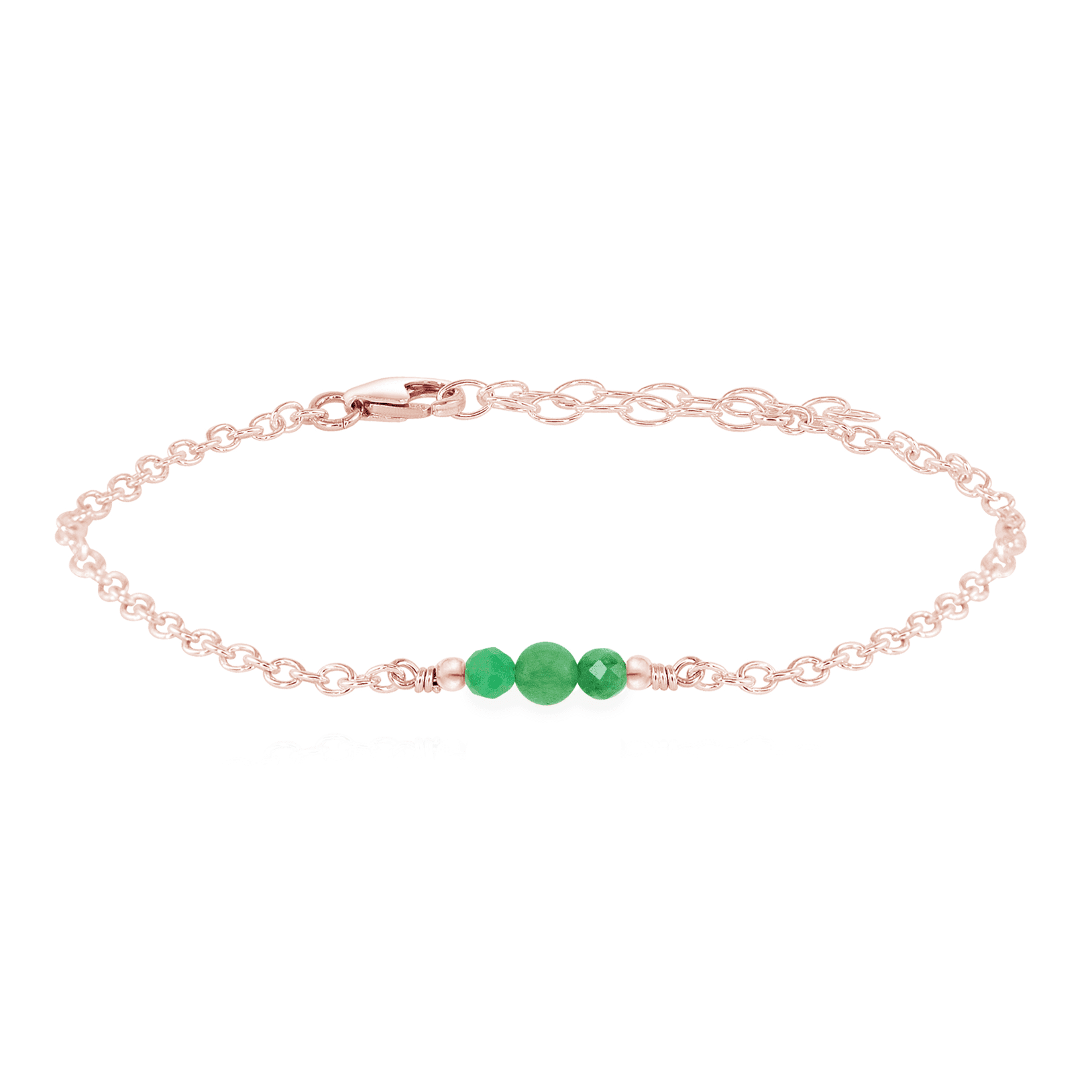 Dainty Aventurine Gemstone Bracelet - Dainty Aventurine Gemstone Bracelet - 14k Rose Gold Fill - Luna Tide Handmade Crystal Jewellery