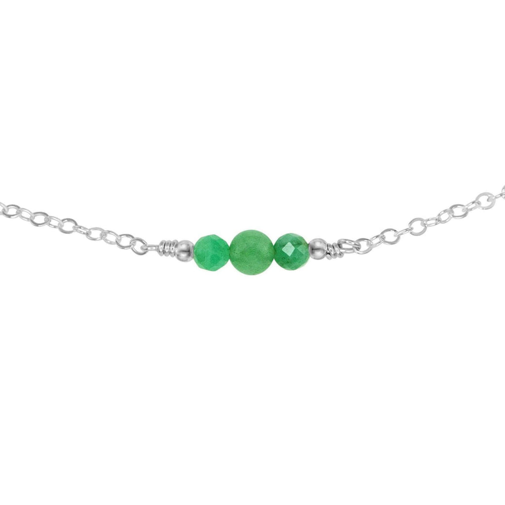 Dainty Aventurine Gemstone Choker Necklace - Dainty Aventurine Gemstone Choker Necklace - Sterling Silver - Luna Tide Handmade Crystal Jewellery
