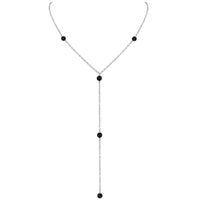 Dainty Y Necklace - Black Onyx - Stainless Steel - Luna Tide Handmade Jewellery