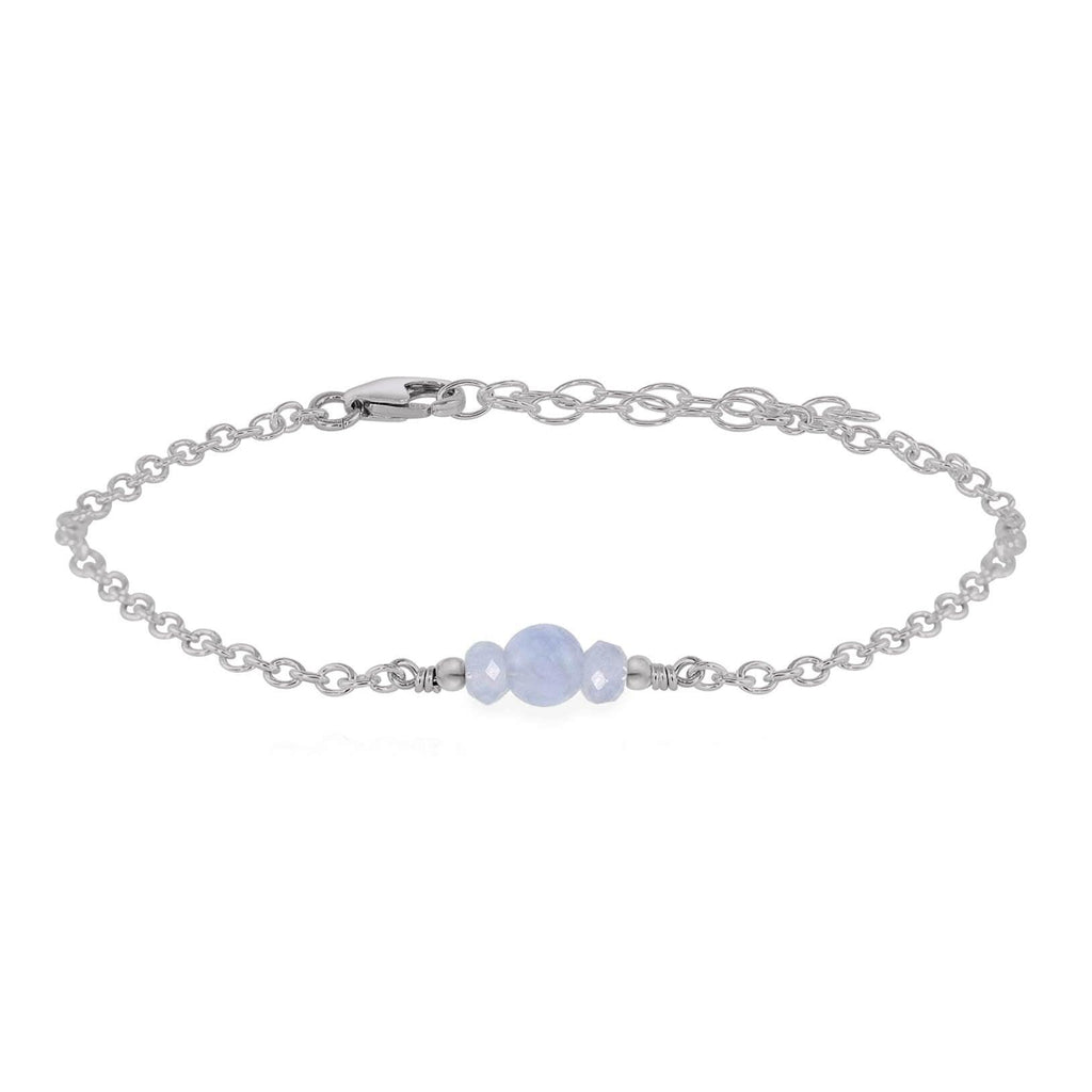 Dainty Blue Lace Agate Gemstone Bracelet - Dainty Blue Lace Agate Gemstone Bracelet - Stainless Steel - Luna Tide Handmade Crystal Jewellery