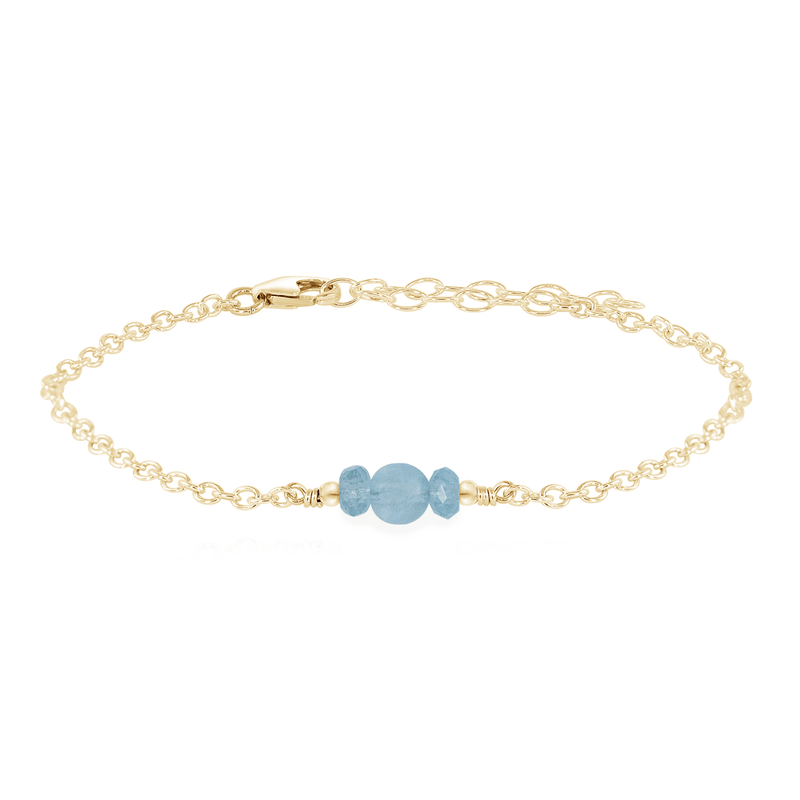 Dainty Bracelet - Aquamarine - 14K Gold Fill - Luna Tide Handmade Jewellery