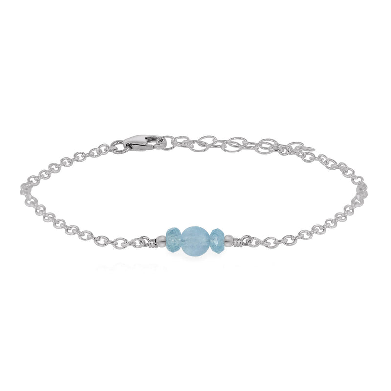 Dainty Bracelet - Aquamarine - Stainless Steel - Luna Tide Handmade Jewellery