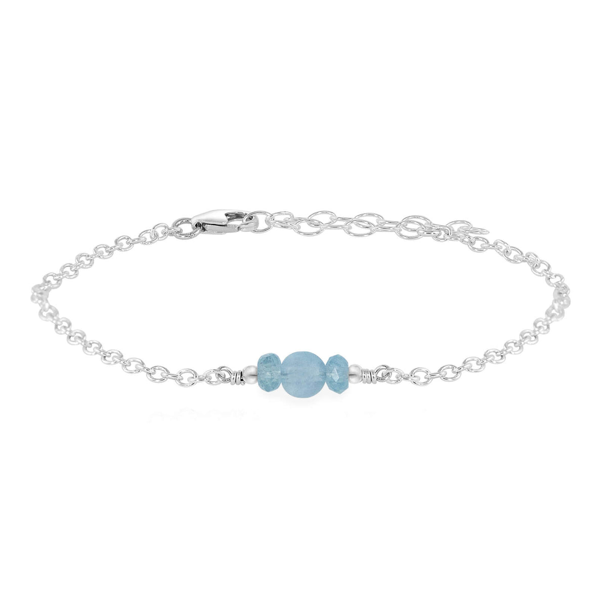Dainty Bracelet - Aquamarine - Sterling Silver - Luna Tide Handmade Jewellery