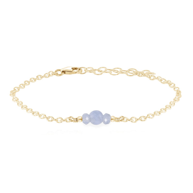 Dainty Bracelet - Blue Lace Agate - 14K Gold Fill - Luna Tide Handmade Jewellery