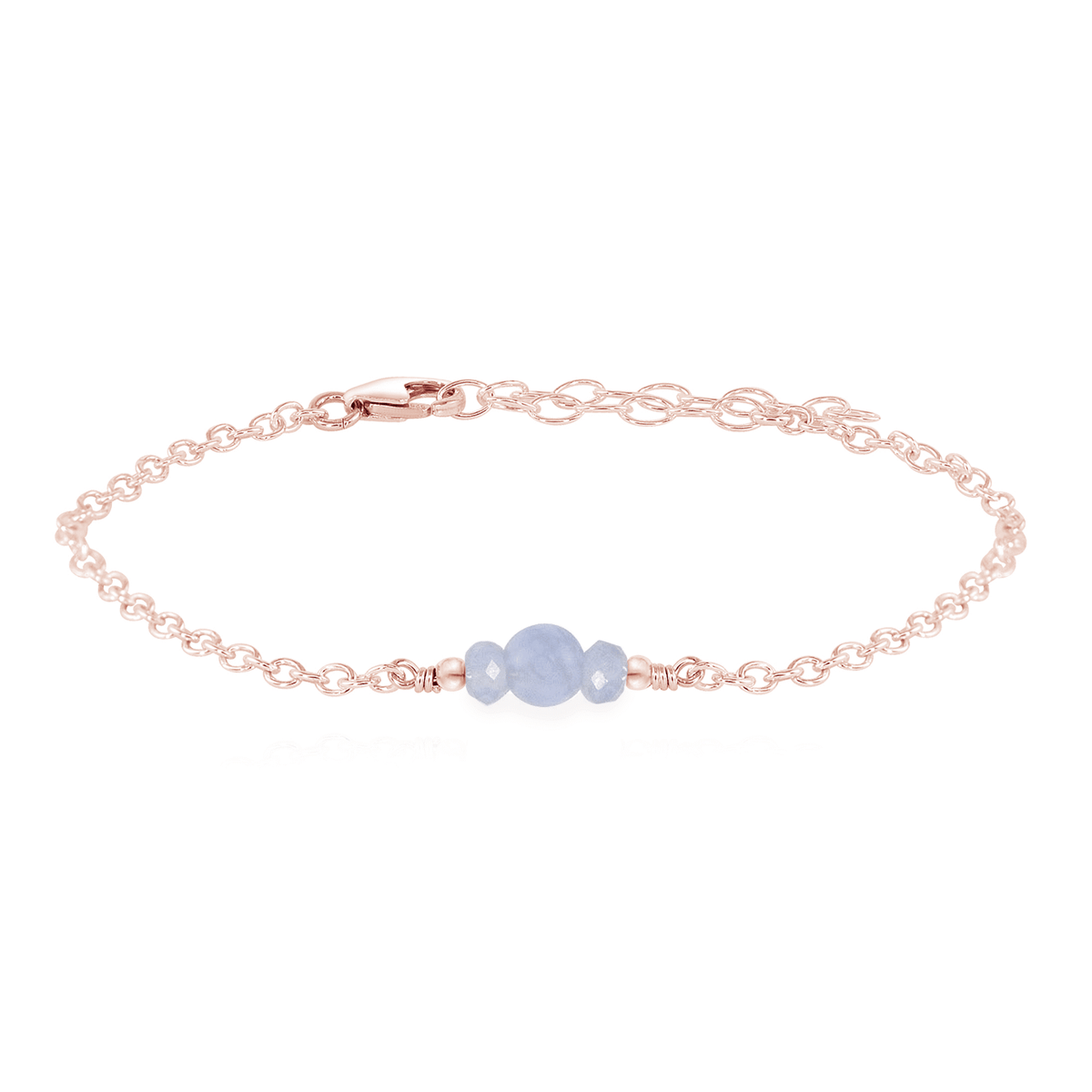 Dainty Bracelet - Blue Lace Agate - 14K Rose Gold Fill - Luna Tide Handmade Jewellery