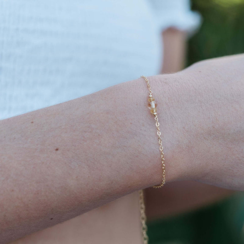 Dainty Bracelet - Citrine - 14K Gold Fill - Luna Tide Handmade Jewellery