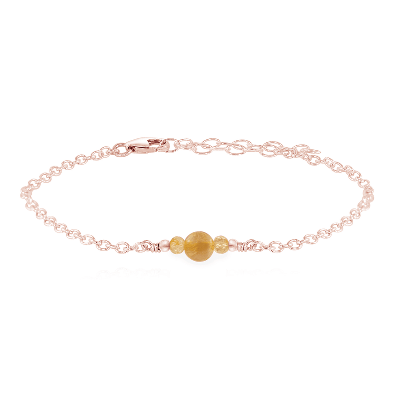 Dainty Bracelet - Citrine - 14K Rose Gold Fill - Luna Tide Handmade Jewellery