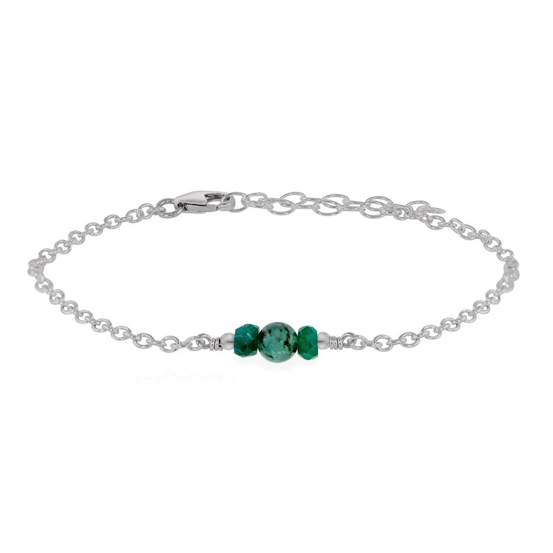 Dainty Bracelet - Emerald - Stainless Steel - Luna Tide Handmade Jewellery