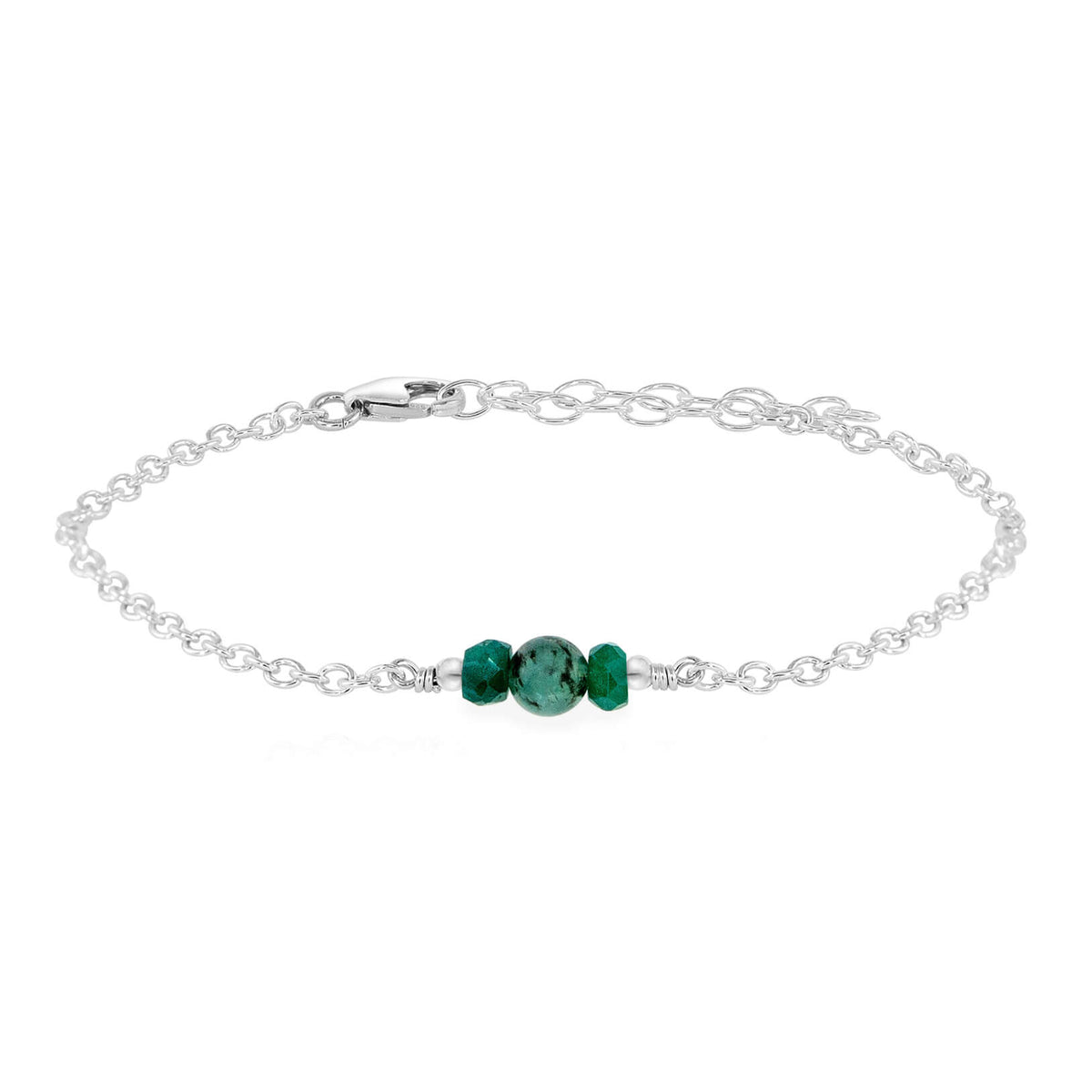 Dainty Bracelet - Emerald - Sterling Silver - Luna Tide Handmade Jewellery