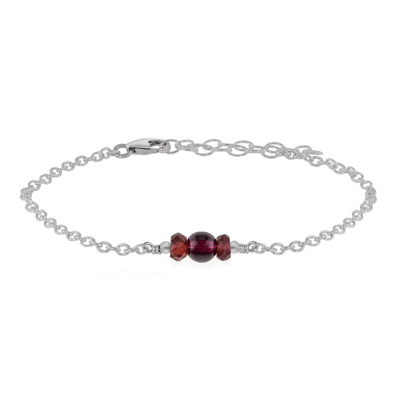 Dainty Bracelet - Garnet - Stainless Steel - Luna Tide Handmade Jewellery