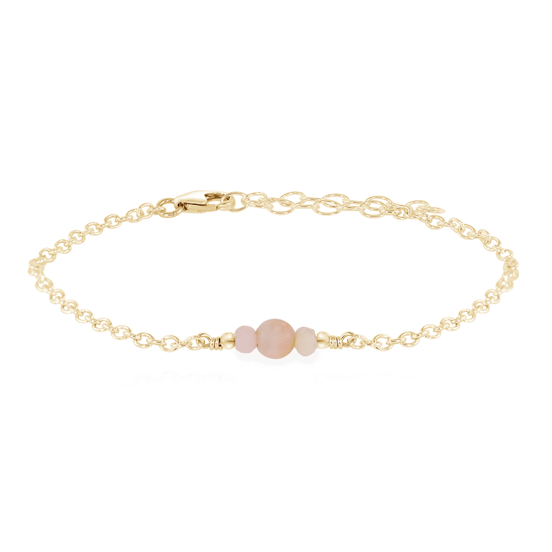 Dainty Bracelet - Pink Peruvian Opal - 14K Gold Fill - Luna Tide Handmade Jewellery