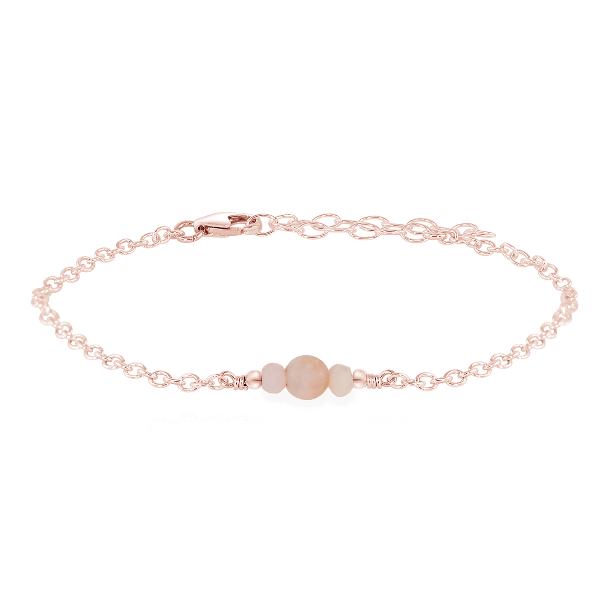Dainty Bracelet - Pink Peruvian Opal - 14K Rose Gold Fill - Luna Tide Handmade Jewellery