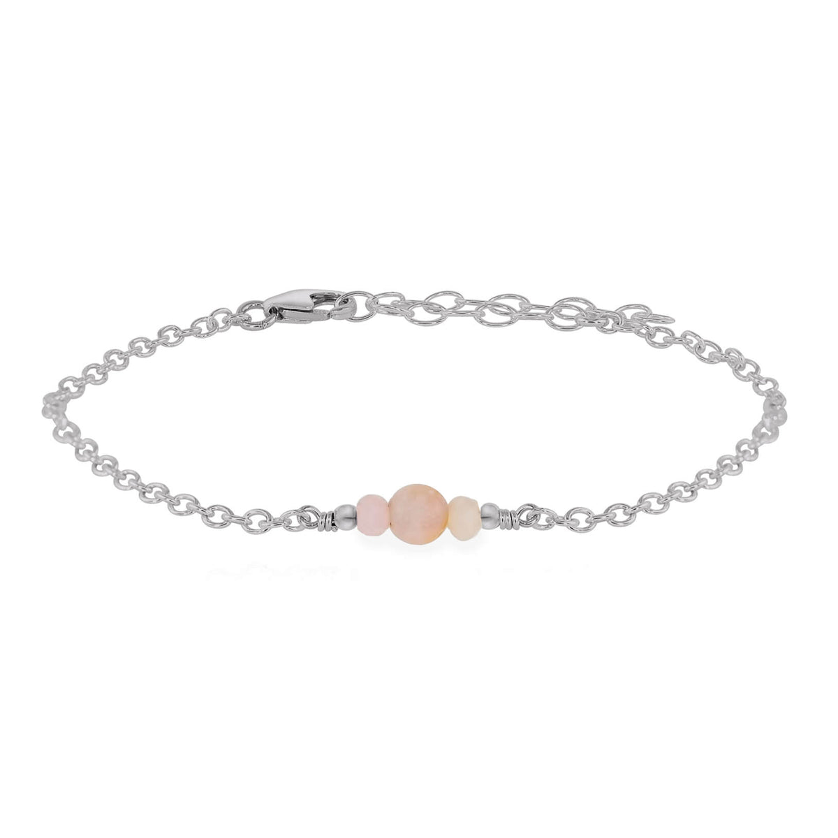 Dainty Bracelet - Pink Peruvian Opal - Stainless Steel - Luna Tide Handmade Jewellery