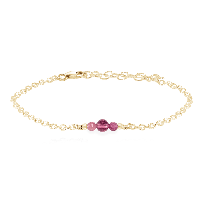 Dainty Bracelet - Pink Tourmaline - 14K Gold Fill - Luna Tide Handmade Jewellery