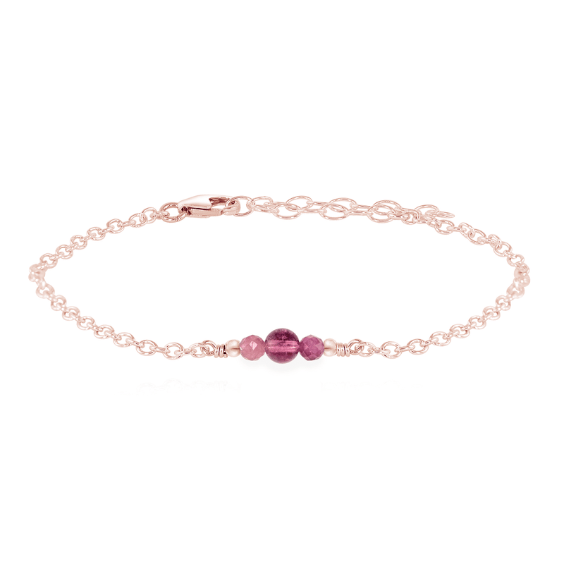 Dainty Bracelet - Pink Tourmaline - 14K Rose Gold Fill - Luna Tide Handmade Jewellery