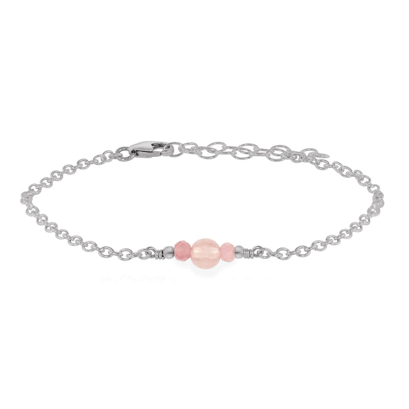Dainty Bracelet - Rose Quartz - Stainless Steel - Luna Tide Handmade Jewellery