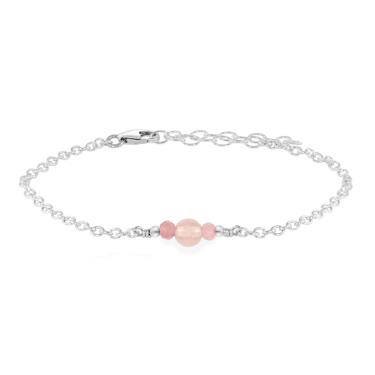 Dainty Bracelet - Rose Quartz - Sterling Silver - Luna Tide Handmade Jewellery