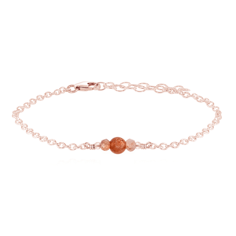 Dainty Bracelet - Sunstone - 14K Rose Gold Fill - Luna Tide Handmade Jewellery