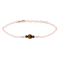 Dainty Bracelet - Tigers Eye - 14K Rose Gold Fill - Luna Tide Handmade Jewellery