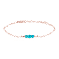 Dainty Bracelet - Turquoise - 14K Rose Gold Fill - Luna Tide Handmade Jewellery