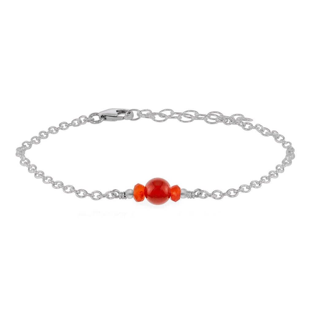 Dainty Carnelian Gemstone Bracelet - Dainty Carnelian Gemstone Bracelet - Stainless Steel - Luna Tide Handmade Crystal Jewellery