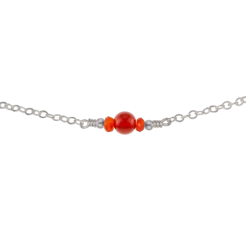 Dainty Carnelian Gemstone Choker Necklace - Dainty Carnelian Gemstone Choker Necklace - Stainless Steel - Luna Tide Handmade Crystal Jewellery
