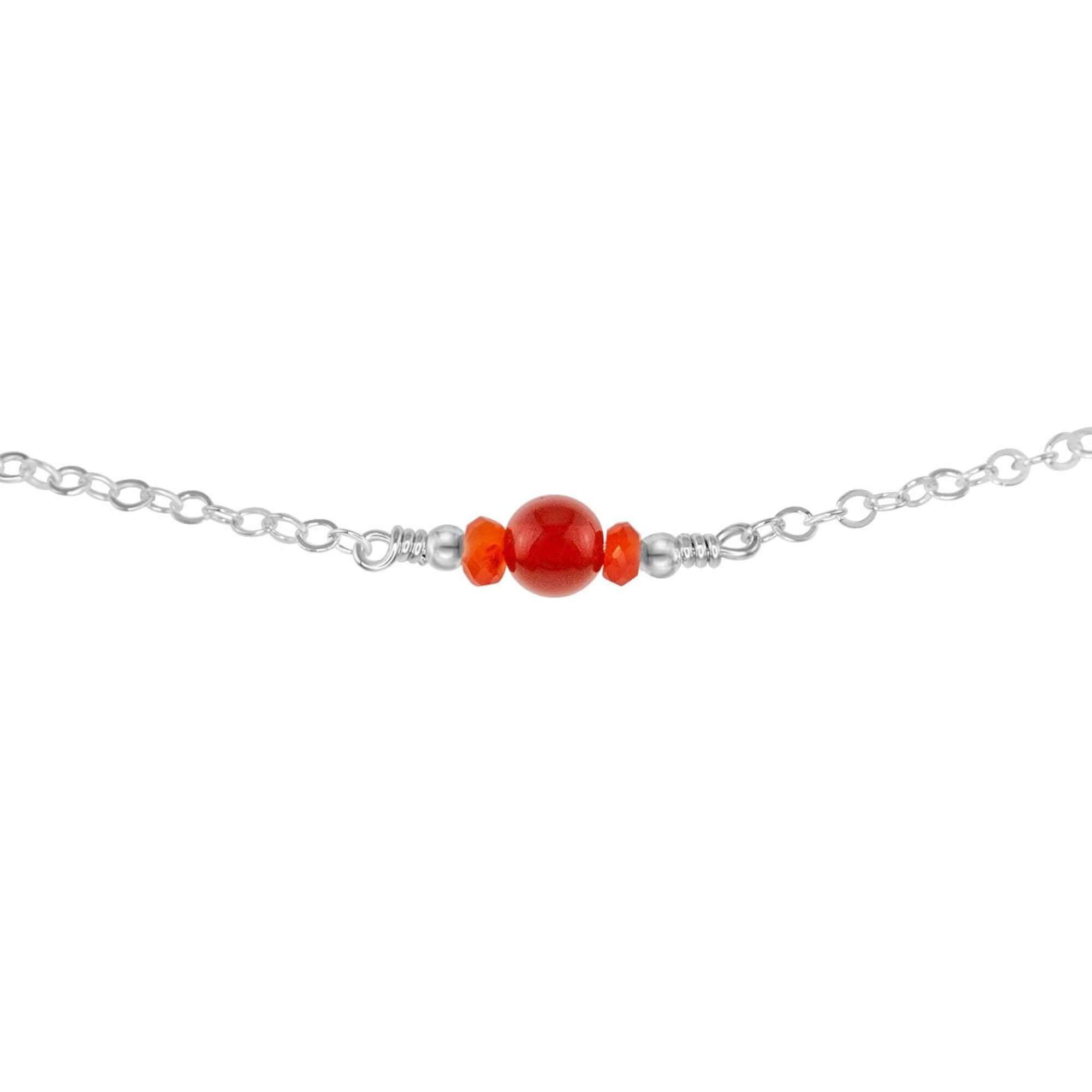 Dainty Carnelian Gemstone Choker Necklace - Dainty Carnelian Gemstone Choker Necklace - Sterling Silver - Luna Tide Handmade Crystal Jewellery