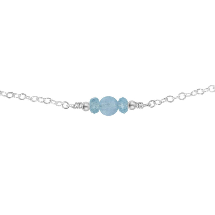 Dainty Choker - Aquamarine - Sterling Silver - Luna Tide Handmade Jewellery