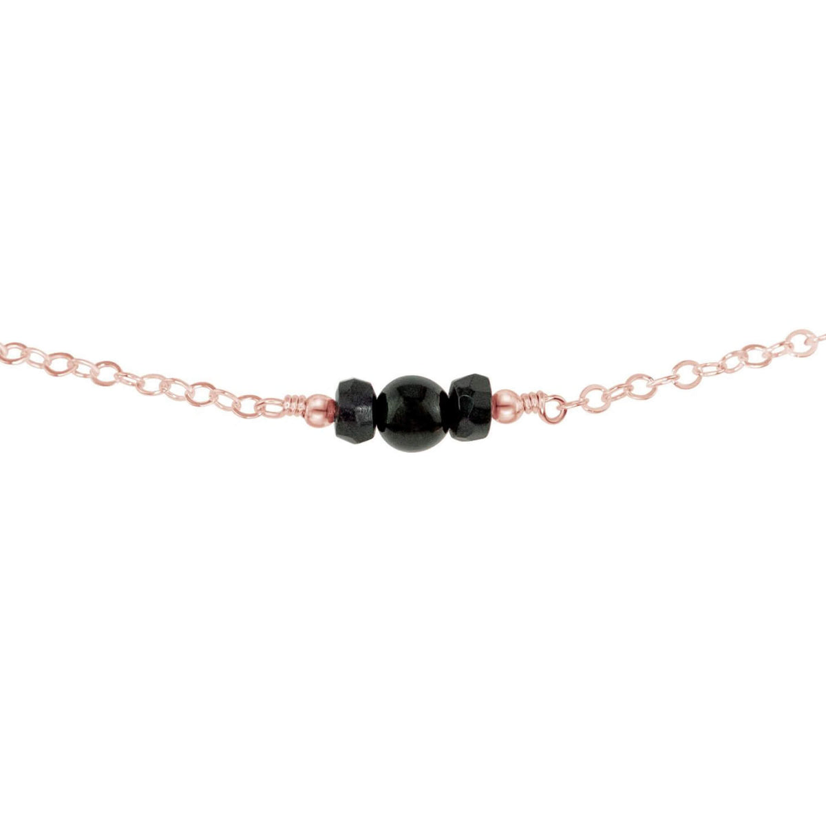 Dainty Choker - Black Tourmaline - 14K Rose Gold Fill - Luna Tide Handmade Jewellery