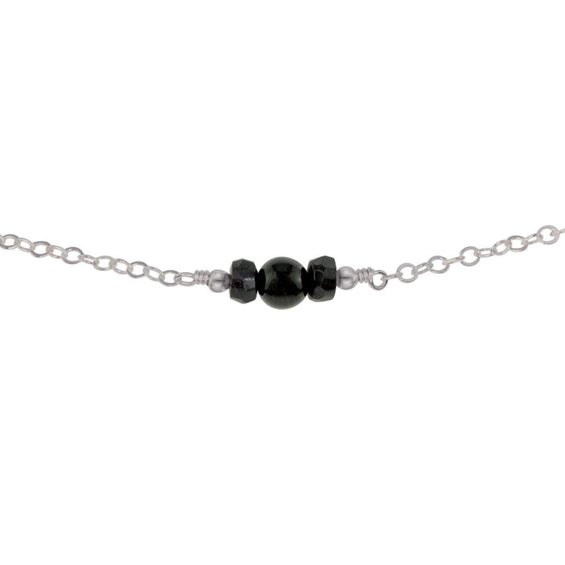 Dainty Choker - Black Tourmaline - Stainless Steel - Luna Tide Handmade Jewellery