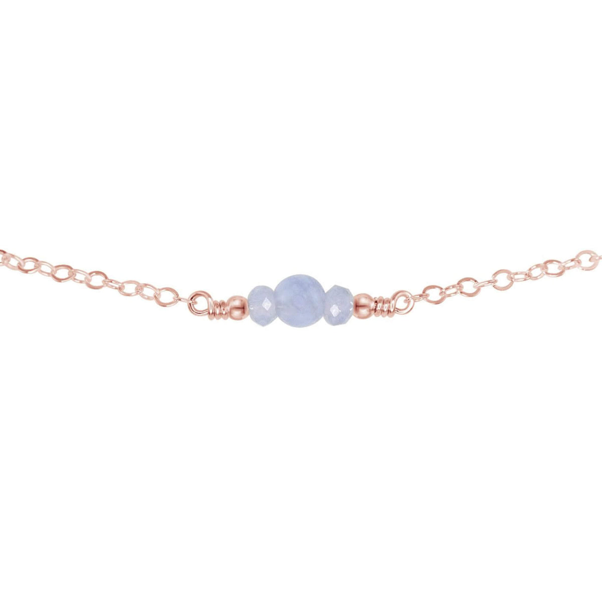 Dainty Choker - Blue Lace Agate - 14K Rose Gold Fill - Luna Tide Handmade Jewellery