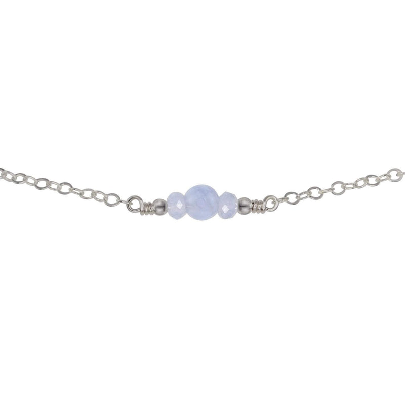 Dainty Choker - Blue Lace Agate - Stainless Steel - Luna Tide Handmade Jewellery