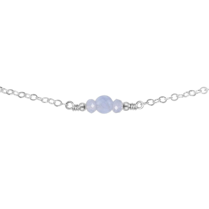Dainty Choker - Blue Lace Agate - Sterling Silver - Luna Tide Handmade Jewellery