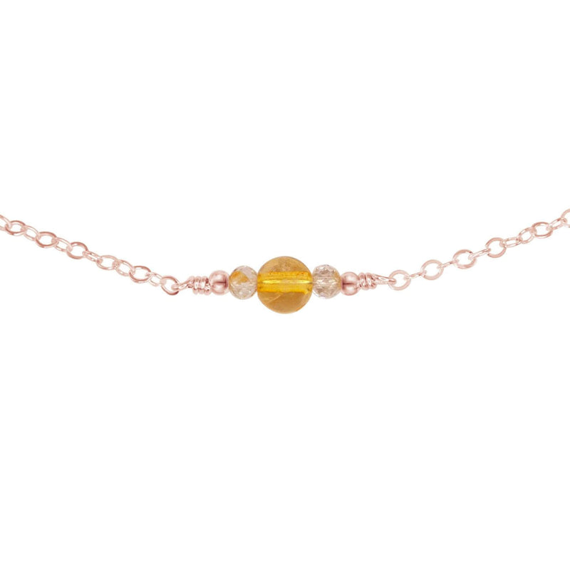 Dainty Choker - Citrine - 14K Rose Gold Fill - Luna Tide Handmade Jewellery