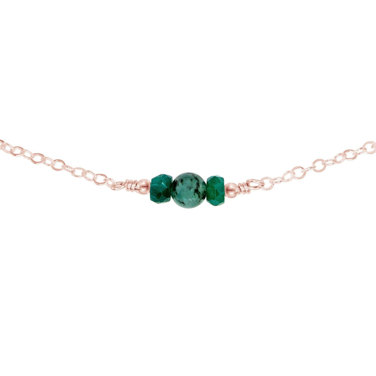 Dainty Choker - Emerald - 14K Rose Gold Fill - Luna Tide Handmade Jewellery