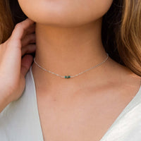Dainty Choker - Emerald - Sterling Silver - Luna Tide Handmade Jewellery
