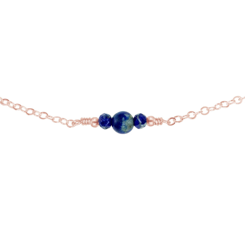 Dainty Choker - Lapis Lazuli - 14K Rose Gold Fill - Luna Tide Handmade Jewellery