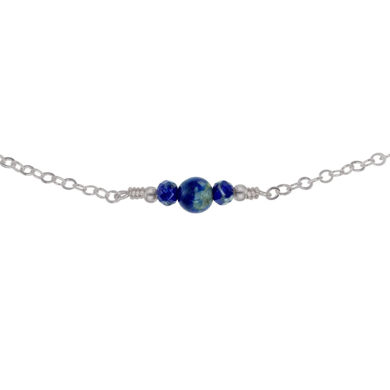 Dainty Choker - Lapis Lazuli - Stainless Steel - Luna Tide Handmade Jewellery
