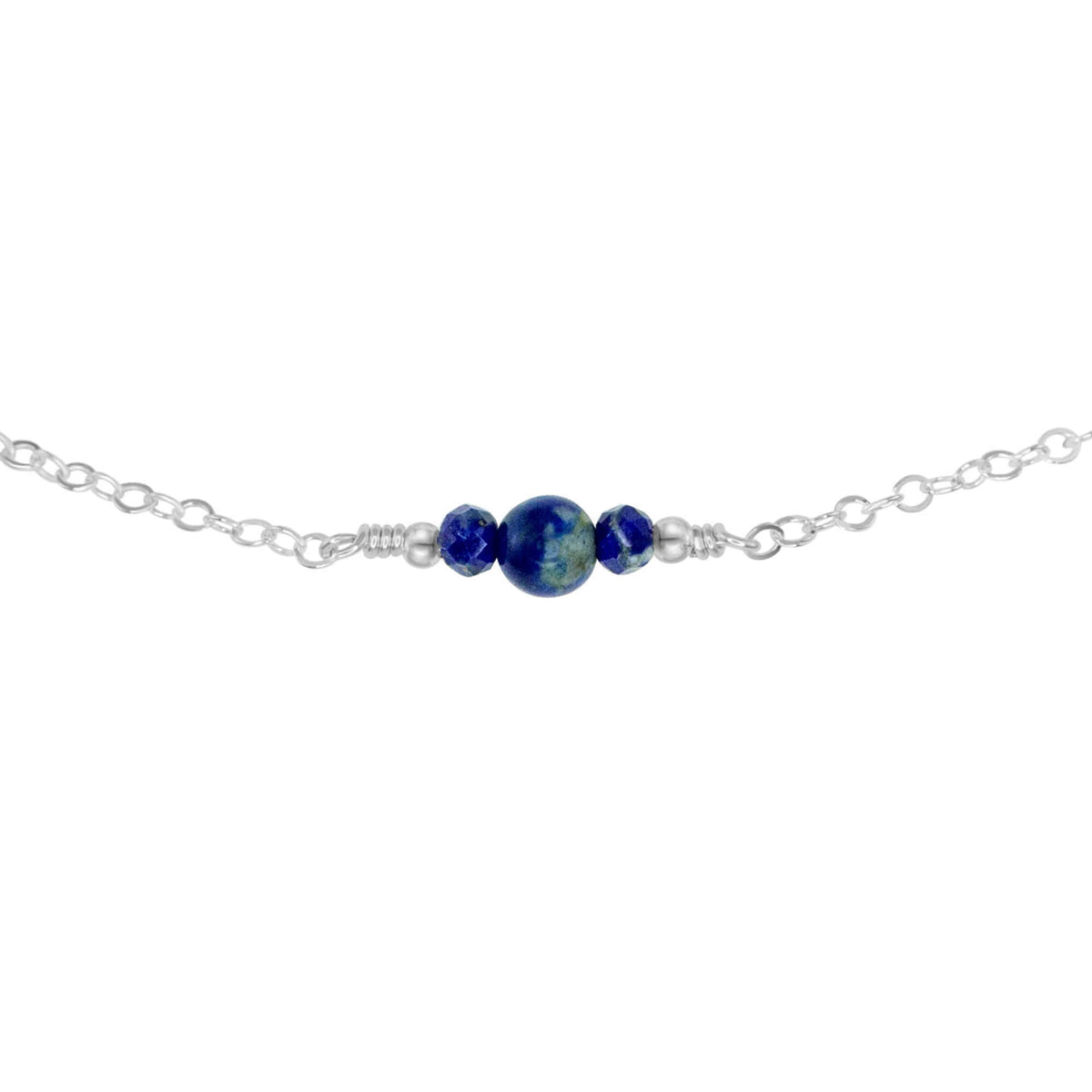 Dainty Choker - Lapis Lazuli - Sterling Silver - Luna Tide Handmade Jewellery