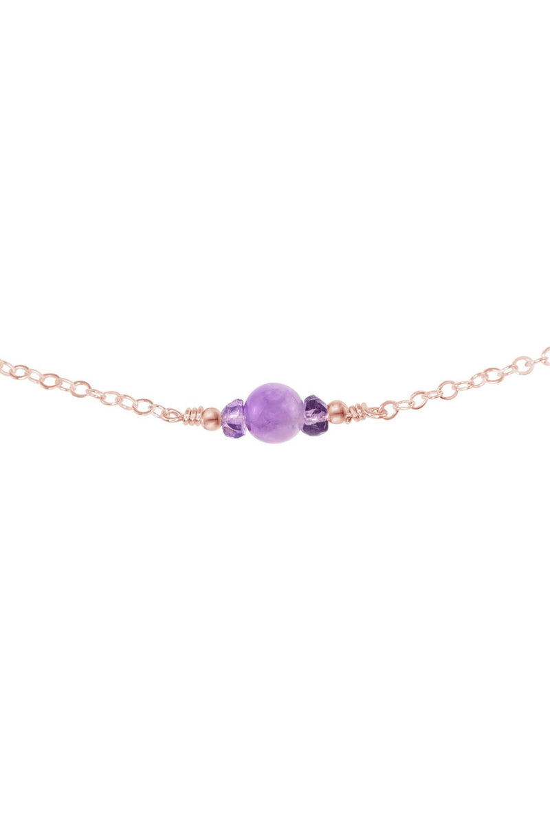 Dainty Choker - Lavender Amethyst - 14K Rose Gold Fill - Luna Tide Handmade Jewellery